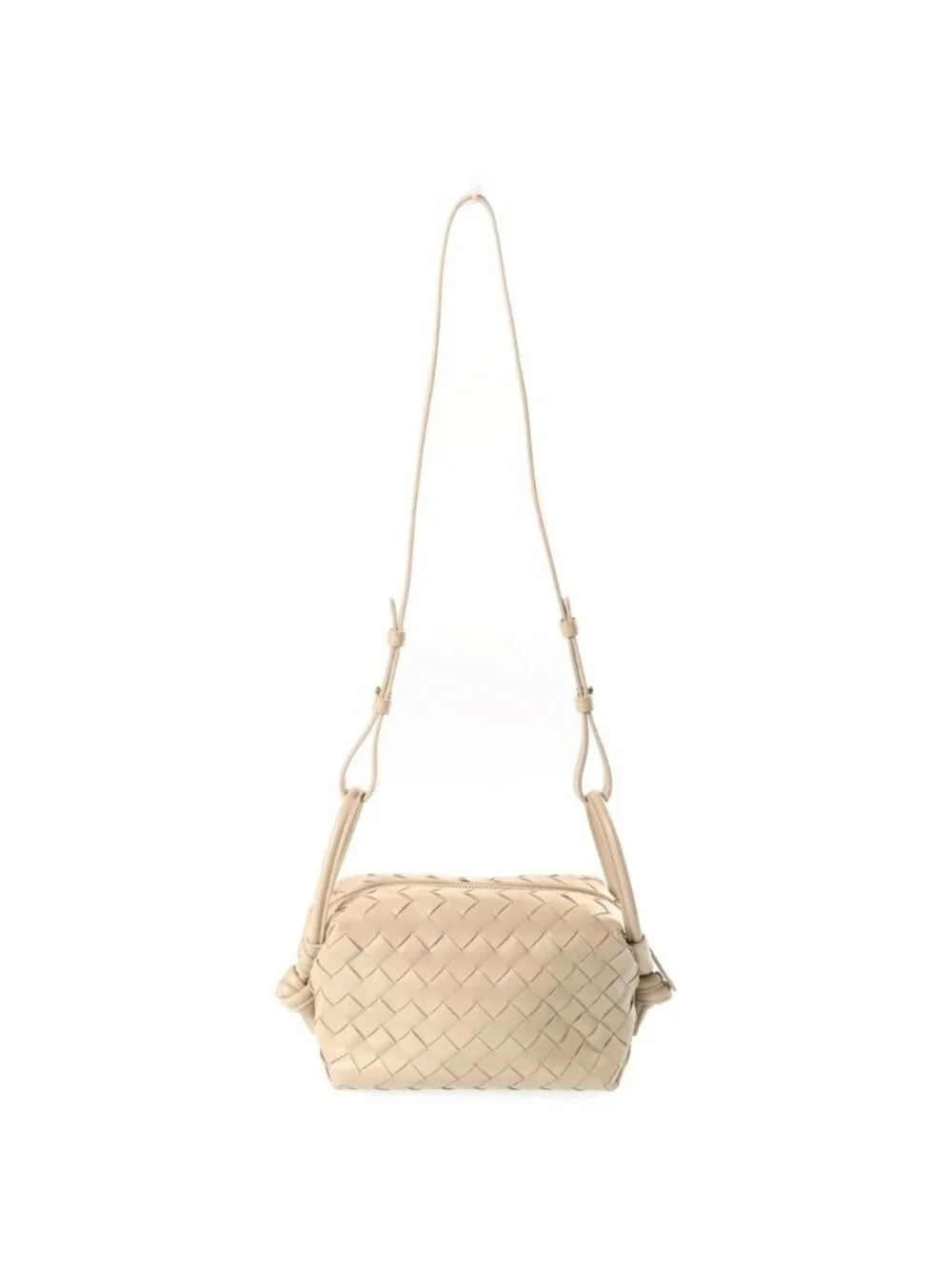 Bottega Veneta Intrecciato Mini Loop Shoulder Bag Ivory Leather Gold